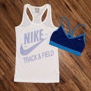 Bundle - Nike Racerback Tank Top + Blue Low Impact Sports Bra